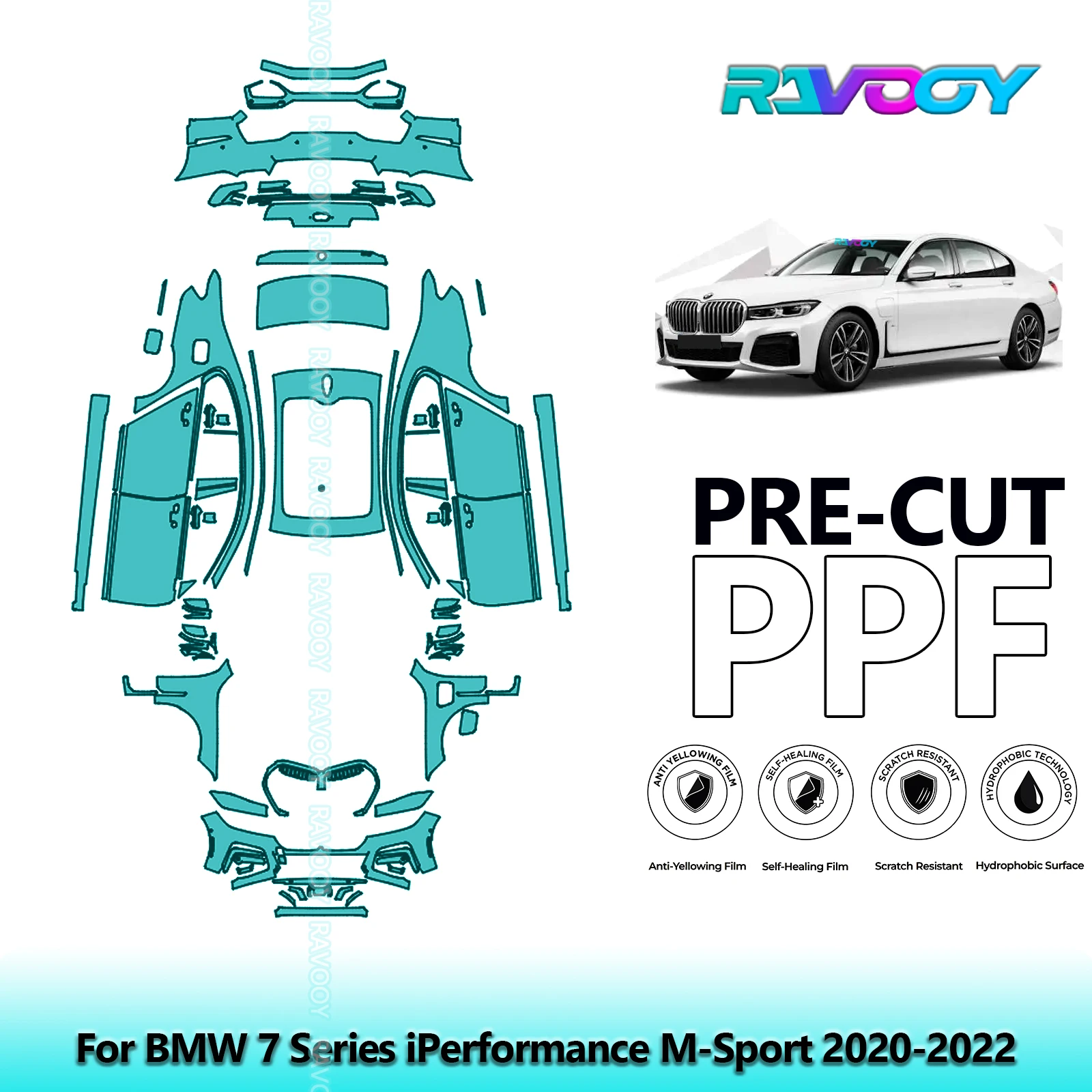 

For BMW 7 Series IPerformance M-Sport 2020-2022 8.5Mil Precut Clear Bra Full Vehicle PPF Paint Protection Film