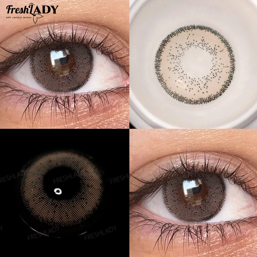 FreshLady 1 Paar Braune Kontaktlinsen für Graue Augen Natürliche Braune Augen Kontaktlinse Augen-Make-up Schönheit 14,20mm Jahreslinsen – Detail 2