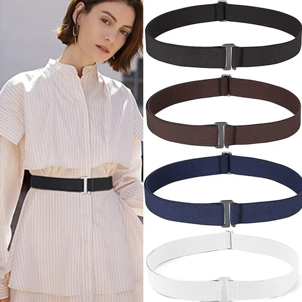 Cintura larga elastica da donna Decorazione gonna semplice Cintura regolabile invisibile senza fibbie Cintura per pantaloni jeans