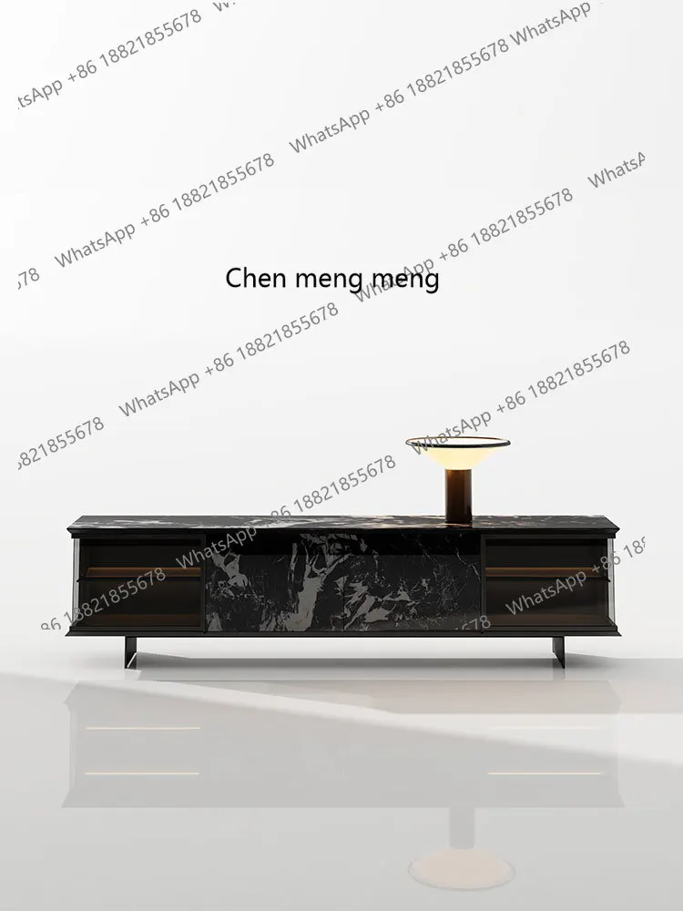 Italian minimalist rock panel TV cabinet modern simple living room light luxury high-end locker TV cabinet