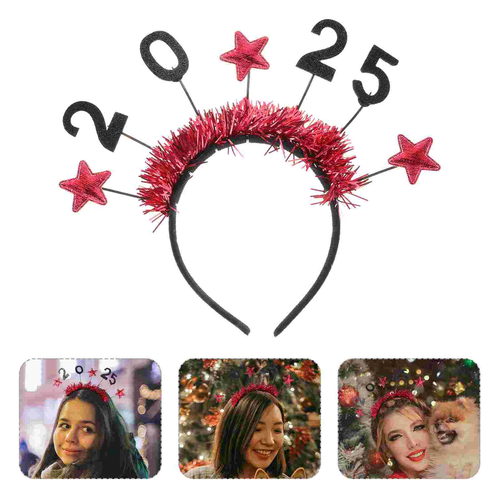 

2025 New Christmas Headbands Year Party for Adults Hair Headgear Headpiece Red Miss