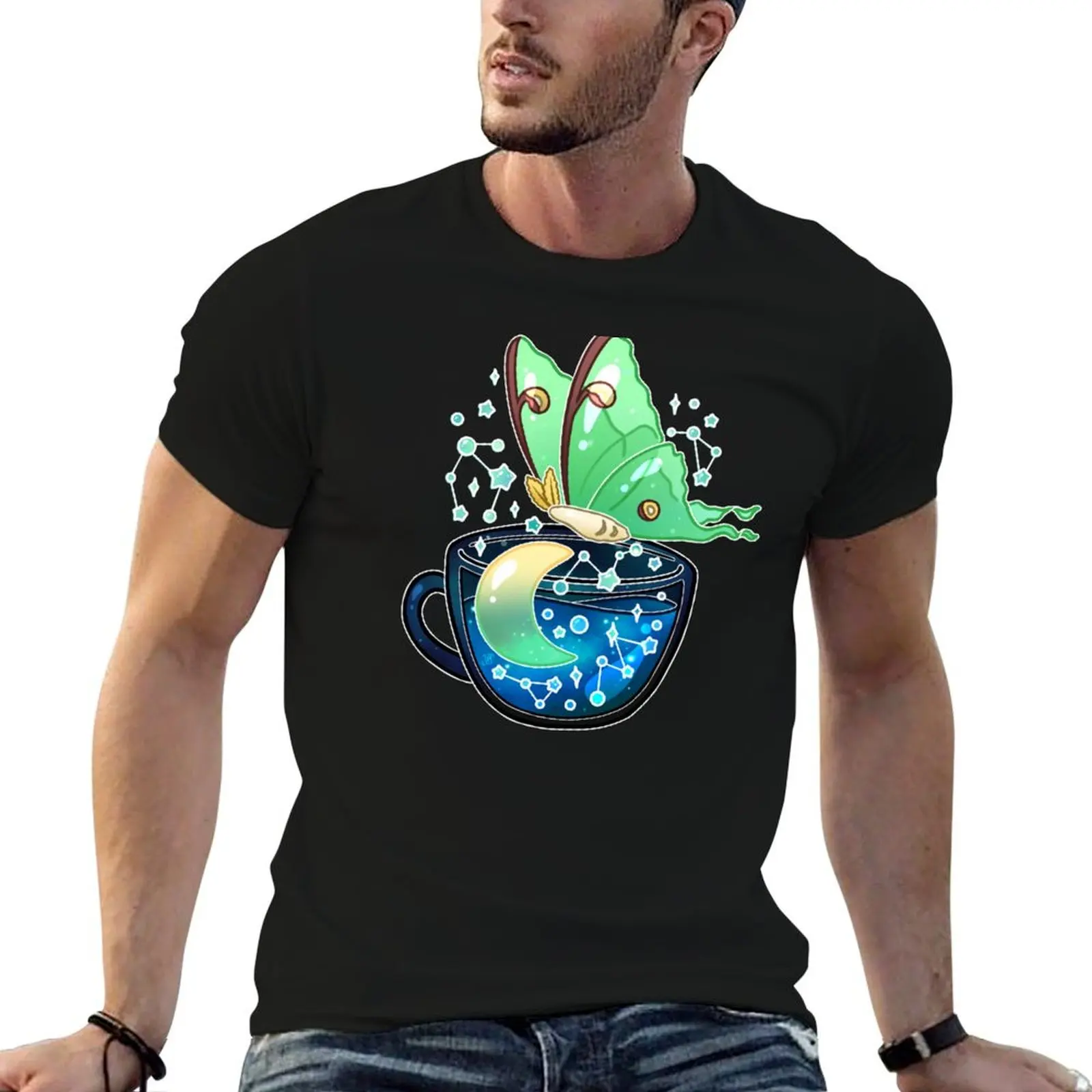 Celestial Luna Moth Teacup T-Shirt Performance Workout Short Sleeve Tee