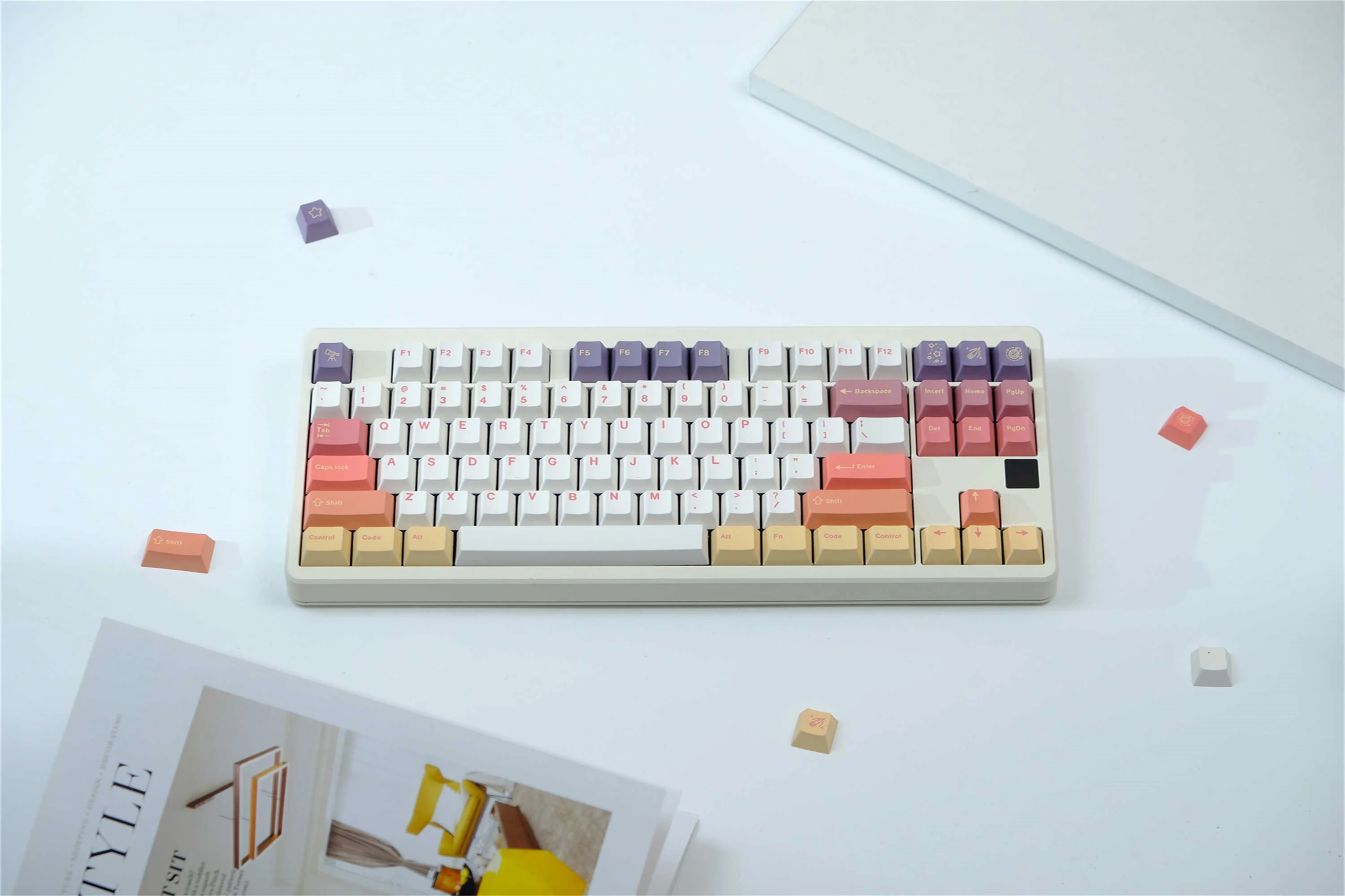 GMK Cloud Smoke Keycaps 129 Keys PBT Material Keycaps Cherry Profile DYE-SUB For MX Switch Wooting Mechanical Keyboard Keycaps