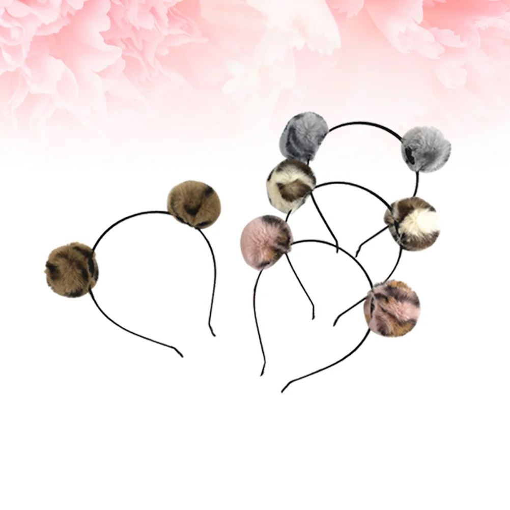 

4pcs Leopard Print Pompom Headband Kids Women Hair Hoop Bee Cosplay Party Christmas Masquerade Accessory Decor