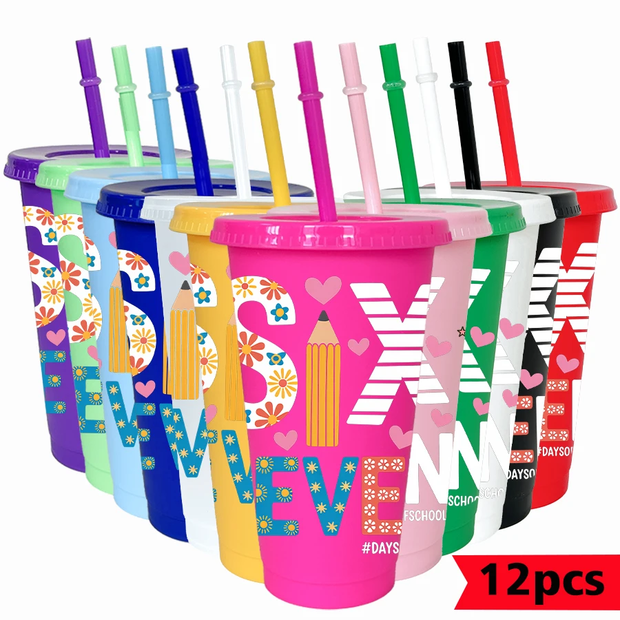 

12 шт./упак., цветы, узор любви, 26 унций, красочный пластиковый стакан, посуда для питья на день рождения, чашка для воды для возвращения на родину