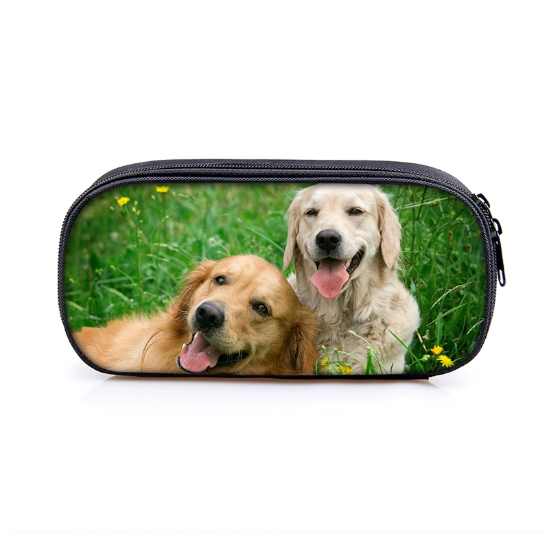 Golden Retriever / Labrador / Pomeranian Print Pencil Bag Cute Dog Cosmetic Cases Boy Girl Pencil Box Teenager School Supplies