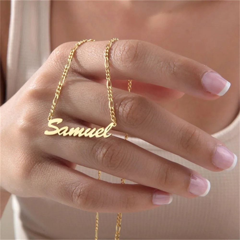 

Customized Name Necklace Personalized Women Stainless Steel Gold chain Pendant Nameplate Necklace Choker Christmas jewelry Gift