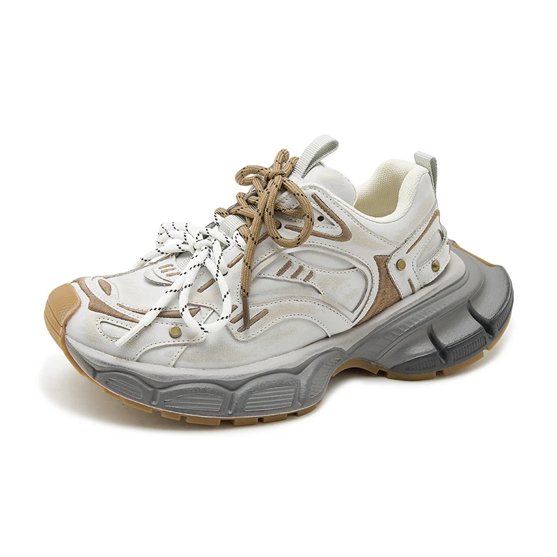 Leather Platform Women's Sneakers Wedges Trend Luxury Designer Sports Shoes for Women Outdoor Trainers Daily Retro Tennis Female