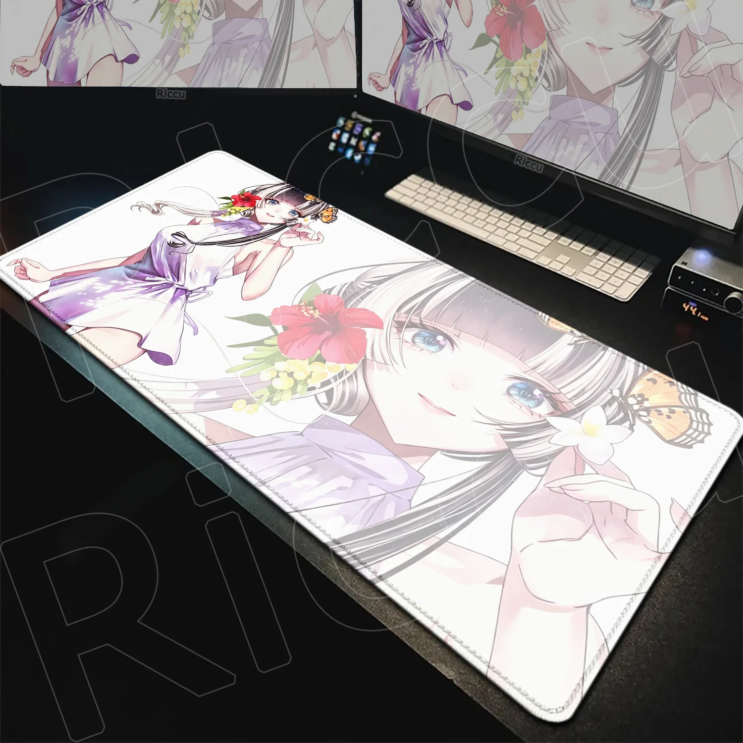 Vtuber Juufuutei Raden Große HD-Druck-Tastaturmatte, Büro- und Gaming-Schreibtischunterlage, Kreative Laptop-Matte, Virtual Idol Rutschfeste Gummi-Mausmatte – Detail 10