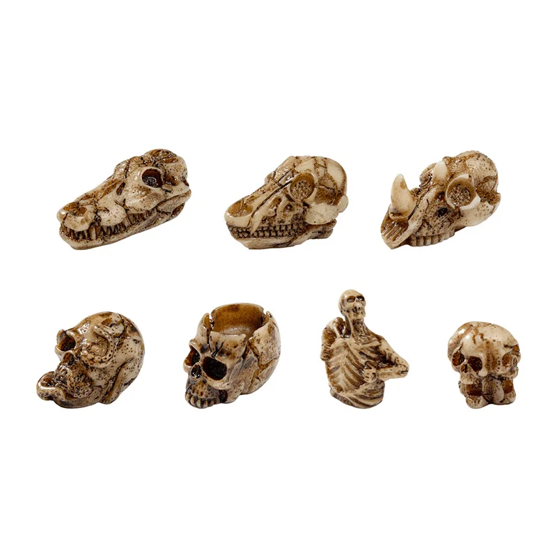 Bone Skull Figurines Halloween Miniatures Ornaments Landscape Desk Bookshelf Festival Home Decorations