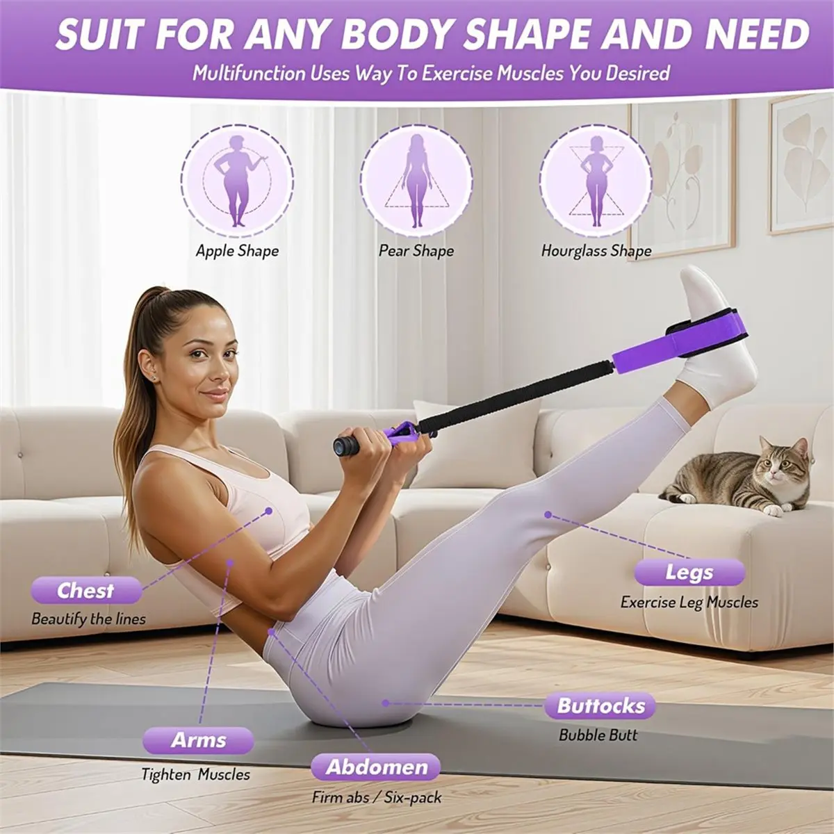 618 Mega Sale Pedal Resistance Band with Handle Exercise Resistance Bands for Core Abs Legs Glutes Sit Up Workout Equipment