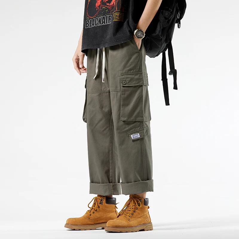 

Men's Casual Cotton Work Pants Spring Autumn Straight Leg Thin Retro Faionable Youthful Sle Comfortable Loose Fit Trousers