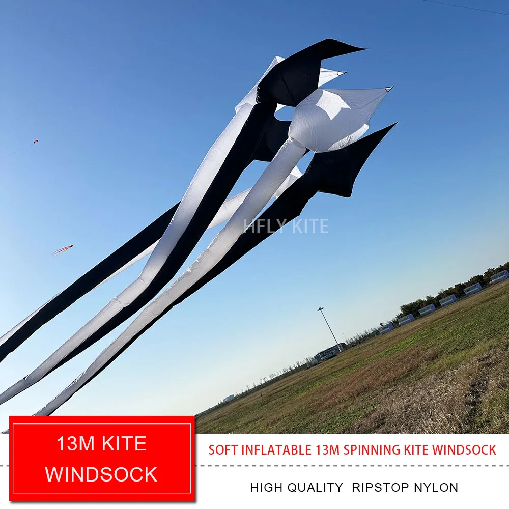 HFLY New Arrival Large 13m Spinning Kite Windsock for Adults High Quality 40D Nylon Kite Line Laundry Spinner