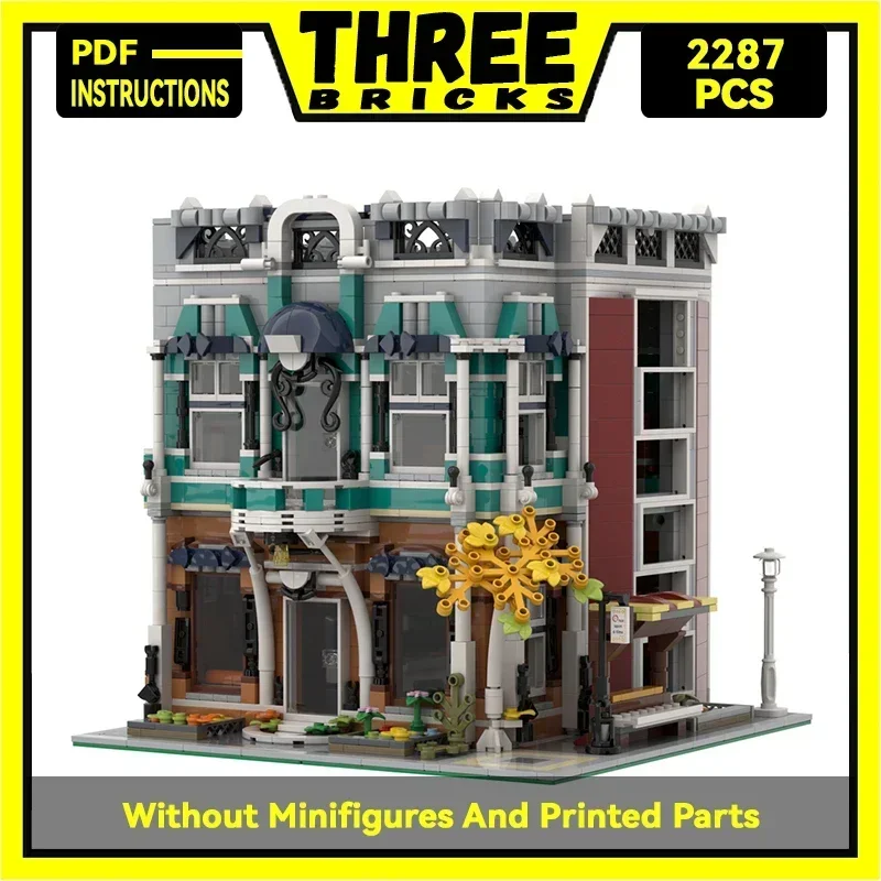 

Moc Building Blocks Street View Model Street Corner Bookstore Technical Bricks DIY Assembly Famous Toys For Childr Holiday Gifts