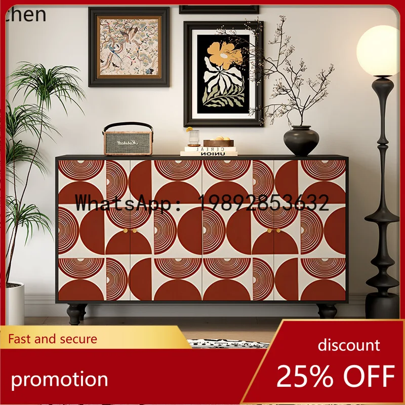 A1   Solid Wood Vintage Entryway Cabinet Geometric Sideboard Wall-Mounted Integrated Storage Cabinet
