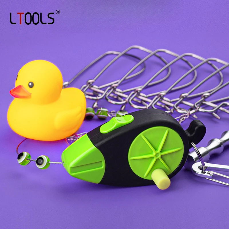 8 Snaps Fishing Lock Buckle with Fly Reel Buoy Stainless Steel Chain Stringer with Float Live Fish Lure Lock Belt 8/9/14.5cm