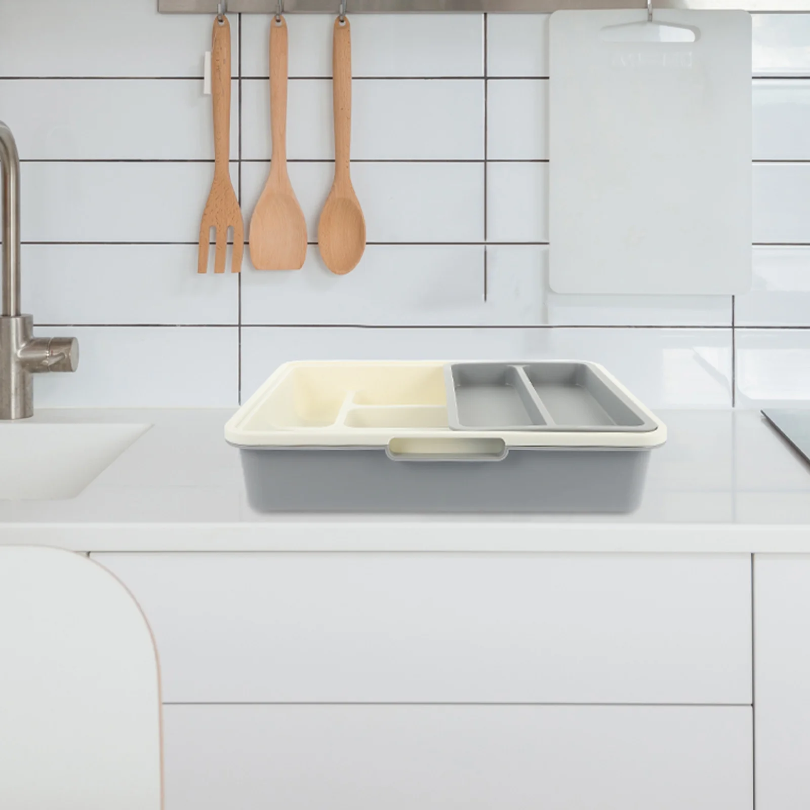

Cutlery Storage Box Thickened PP Healthy MultiGrid Silverware Organizer for Drawer Kitchen Household Utensil Holder