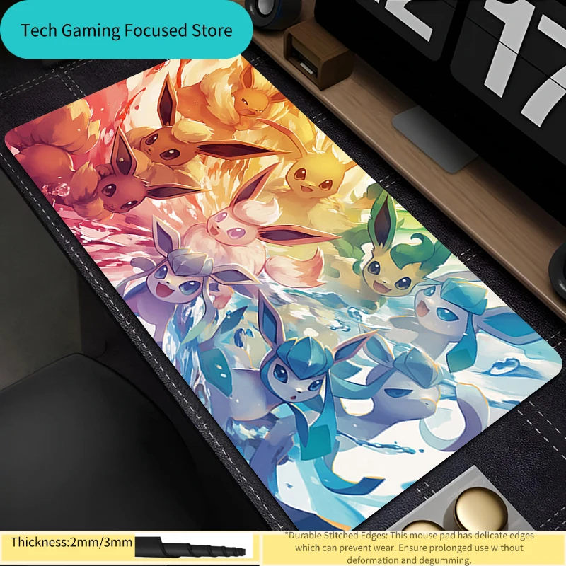 E-Sport-Mauspad, Pokemon-Computer-Mauspad, glattes, flexibles Gummi-Gamer-PC-Computer-Tastaturpad, Kawaii-Mauspad als bestes Geschenk