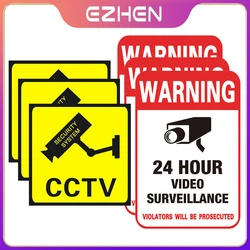 Pegatinas de advertencia de 5/10 piezas, cinta adhesiva de alarma de cámara de seguridad de videovigilancia las 24 horas, videovigilancia CCTV, tienda en casa, escuela, etc.