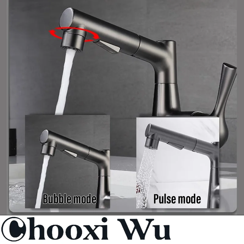 CHOOXIWU-Multifunctional pull-out basin faucet, 360° rotation, hot and cold dual control