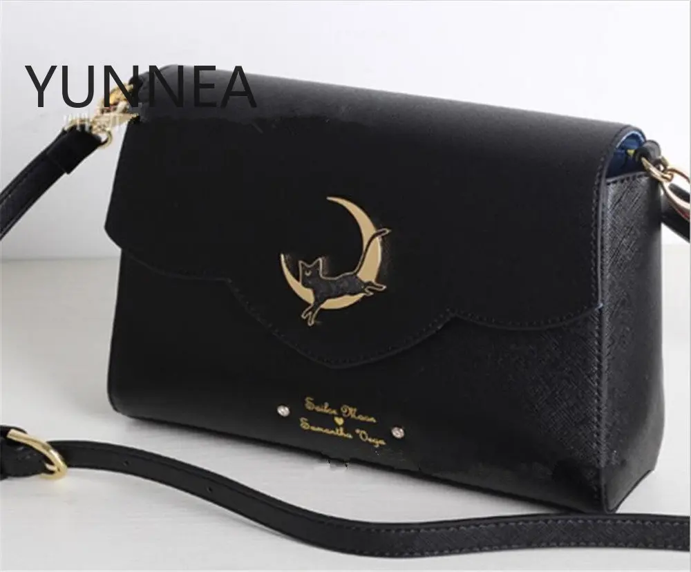 Anime Sailor Moon Cosplay Samantha Vega Luna Handbag Shoulder Envelope Messenger Bag Ladies Black  Bag Gift A1078