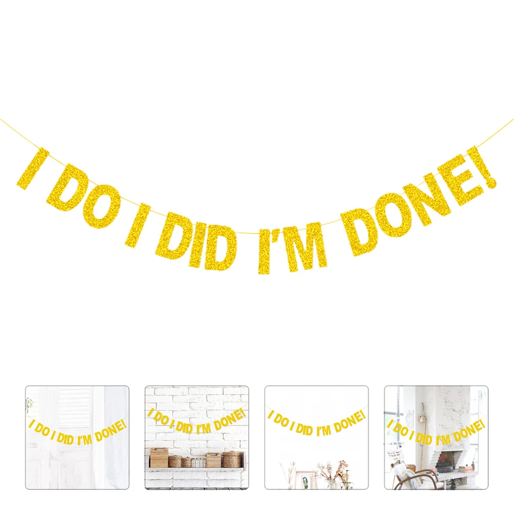 

Golden Paper Decorative String Flags Graduation Party Banner Hanging Flags Easy Assemble Not Break Party Decorations