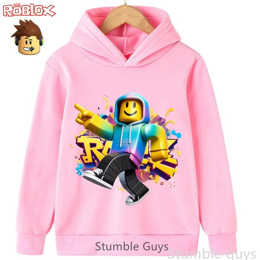 سويت شيرت Roblox Kids للخريف بغطاء للرأس عصري ثلاثي الأبعاد برسومات شخصيات الألعاب للأولاد والبنات