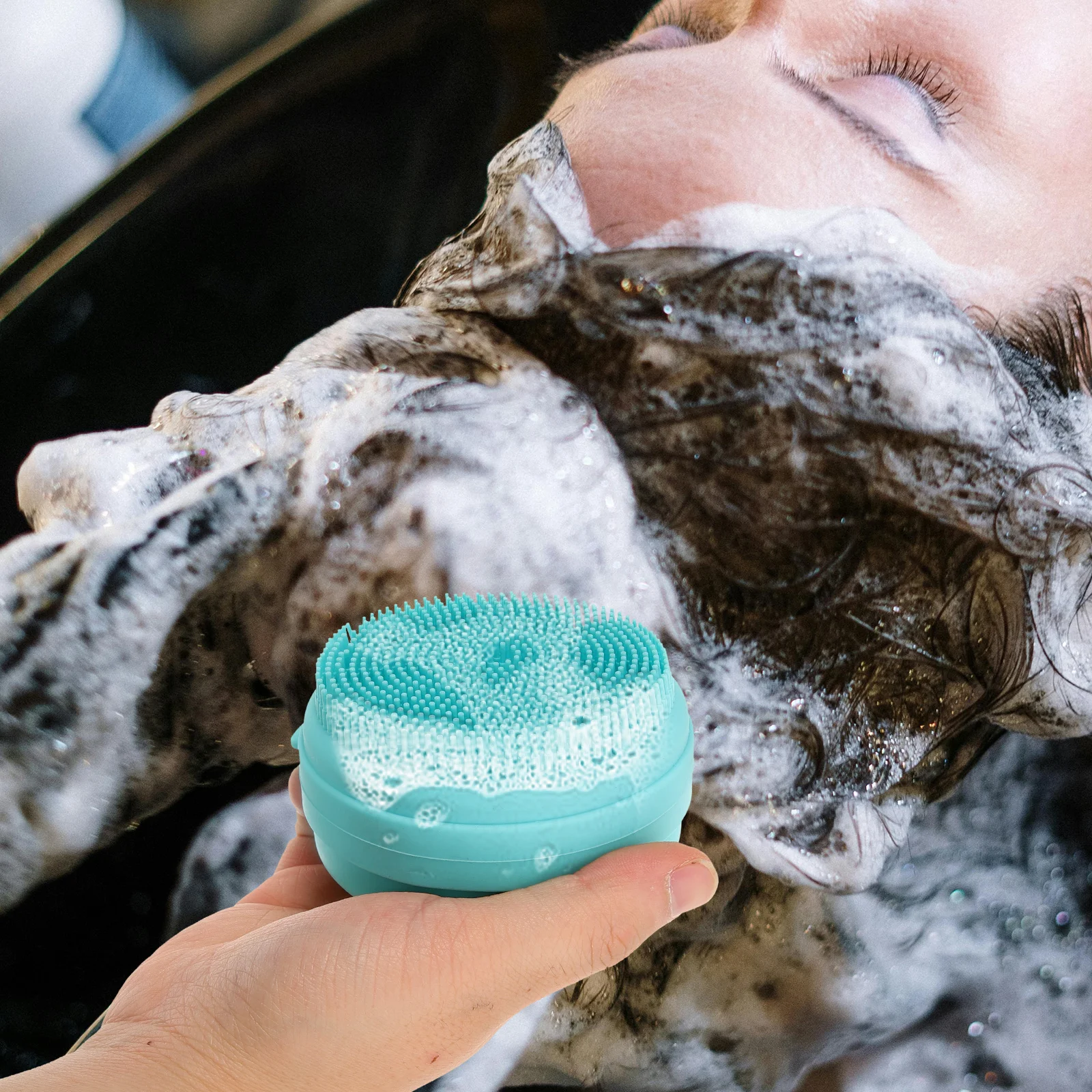 

Silicone Bath Brush Body Scrubber Shower Head Washer with Soap Box for Women Child Portable Bathing Tool