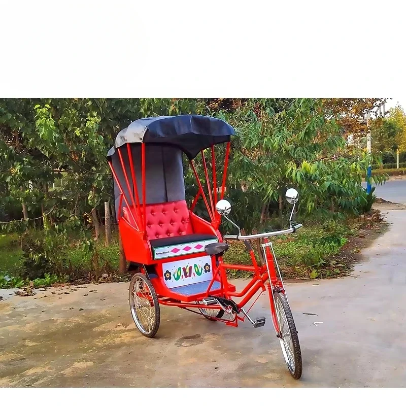 Venda quente barato três rodas dois assentos triciclos motorizados bicicleta adulto passageiro confortável