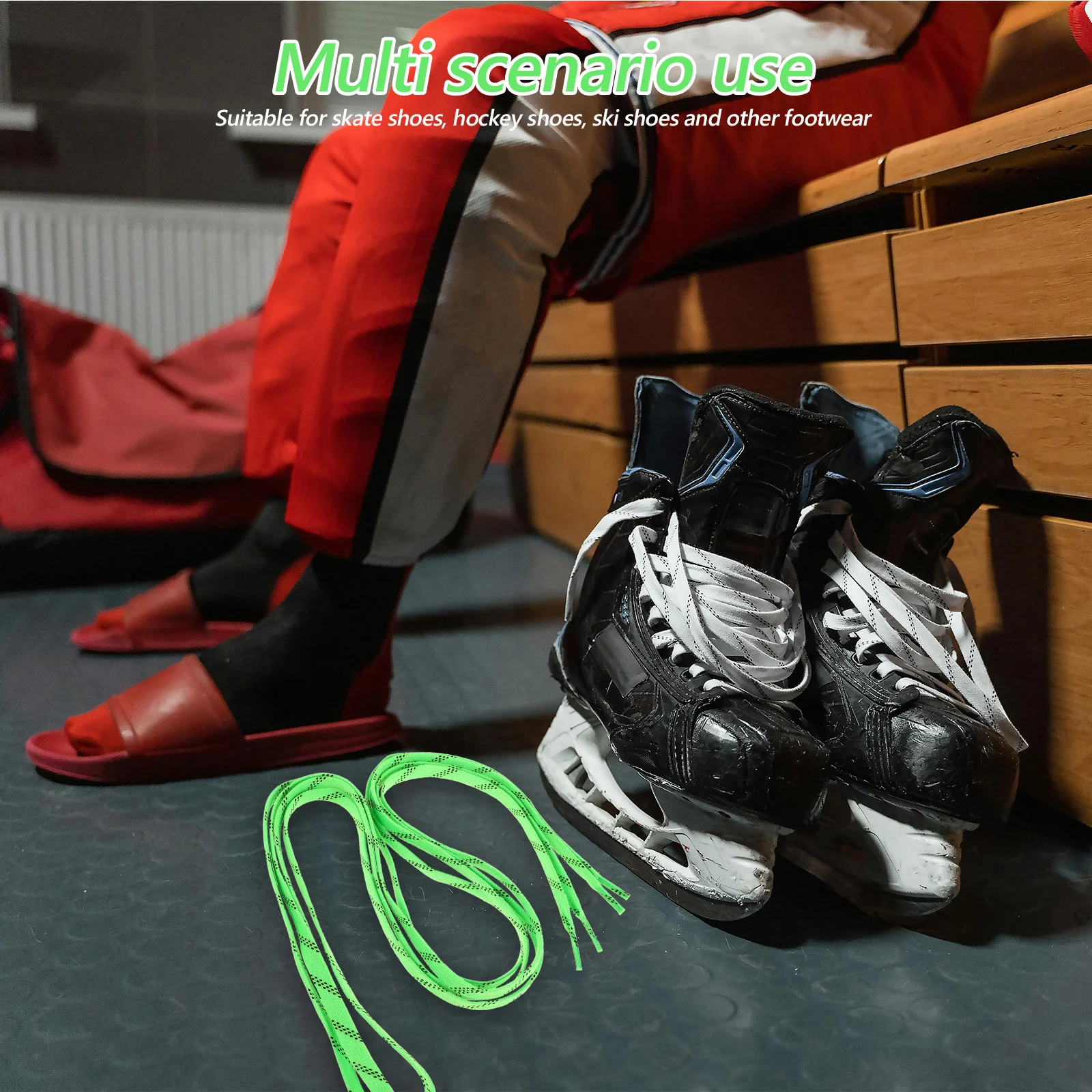 

1Pair Hockey Skates Lace Flat Ice Skate Laces Replacement Sets Wear-Resistant Anti-Slip Shoelaces for Sports Skating Equipment