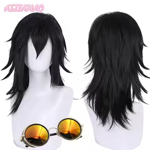 Anime HELLSING Alucard Black Cosplay Hair Wig Cos Prop Glasses Orange Sunglasses for Men Women Vampire Hunter