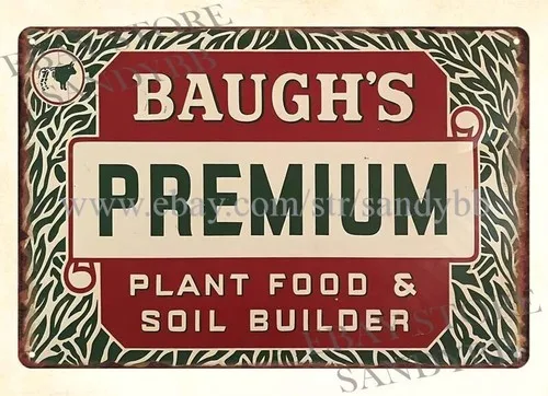 1950;s Baugh;s Fertilizers Seed Farm Plant Food metal tin sign shop