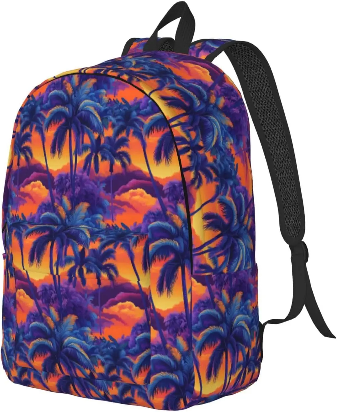 

Travel Backpack for Women Men Hawaiian Sunset Plant Print Canvas Simple Modern Backpack Bag for Hiking