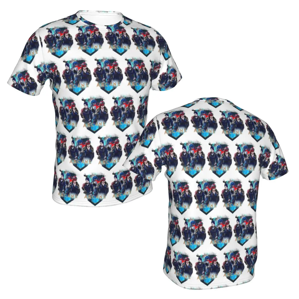 100% Cotton Arcane Anime Vi Jinx T-Shirt Men's Fashion T Shirt Men Crew Neck Summer Shirts Tops