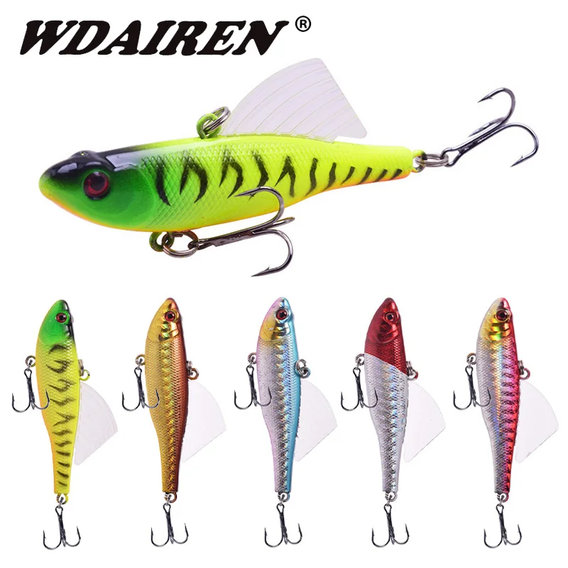 1 Pcs Vibration Sinking Pencil Fishing Lures 7cm 15g With Wings VIB Winter Ice Fishing Jig Wobblers Plastic Artificial Hard Bait