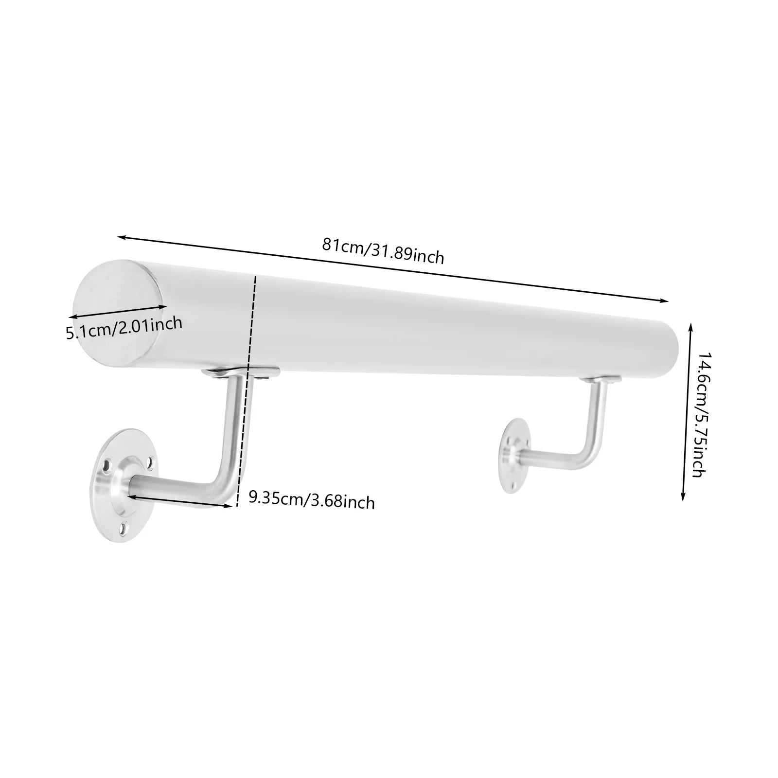 درابزين درج مثبت على الحائط مقاس 29.92*3.68*5.75 بوصة، درابزين درج من الفولاذ المقاوم للصدأ للمنازل أو المكاتب أو الأماكن العامة #1