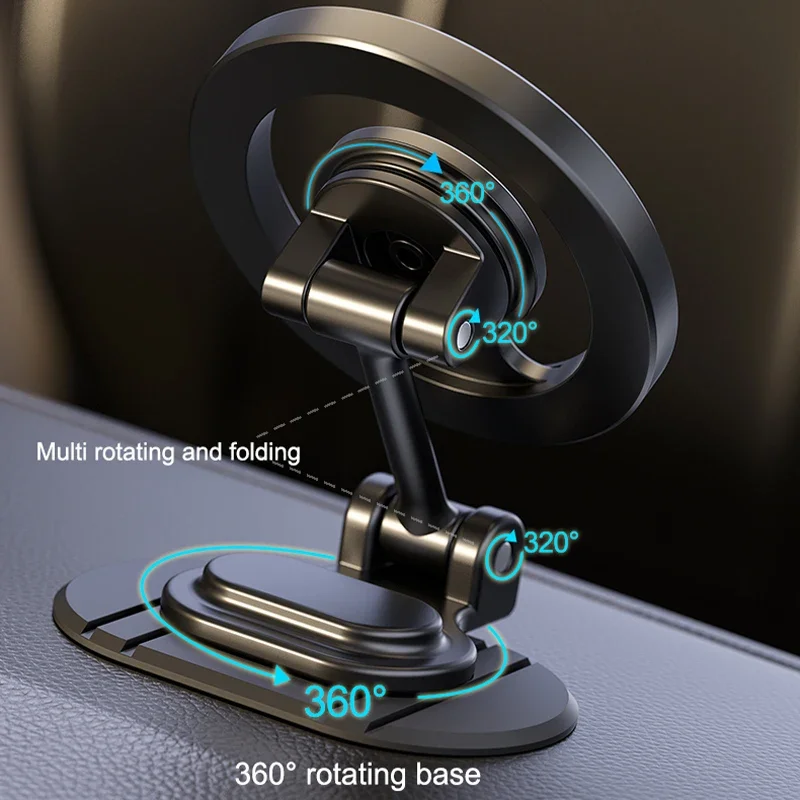 MagSafe Compatible Foldable Magnetic Car Mount - Universal Dashboard Phone Holder 5