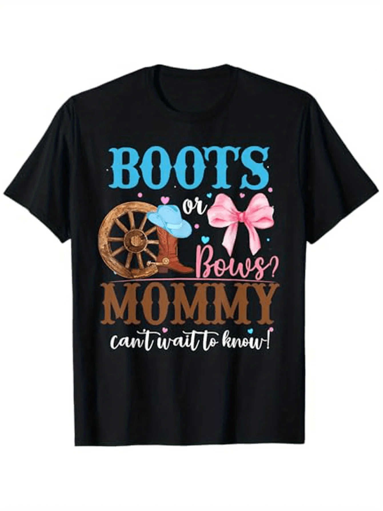 Boots or Bows Gender Reveal Party Announcement Mommy T Shirt