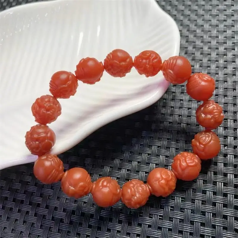 11MM Natural Carnelian Ganesha Bracelet String Charms Handmade Fortune Energy Bangle Woman Amulet Jewelry Gift 1PCS