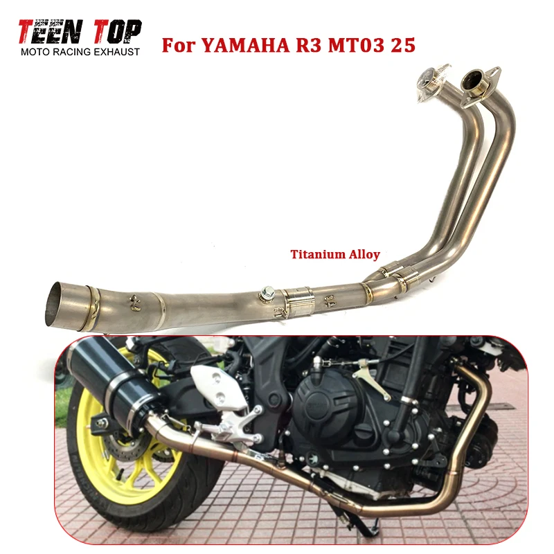

MT03 Exhaust Front Pipe For Yamaha R25 R3 MT-03 Front Link Pipe Titanium Motorcycle Exhaust Header R3 Escape Moto Fit 51mm Elbow