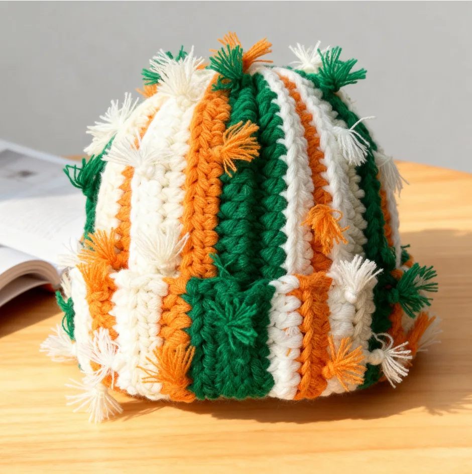 Colorful Multi Strand Twisted Knit Beanie Hat Dopamine Color Block Warm Cute Nipple Cap for Women Men Kids Daily Wear