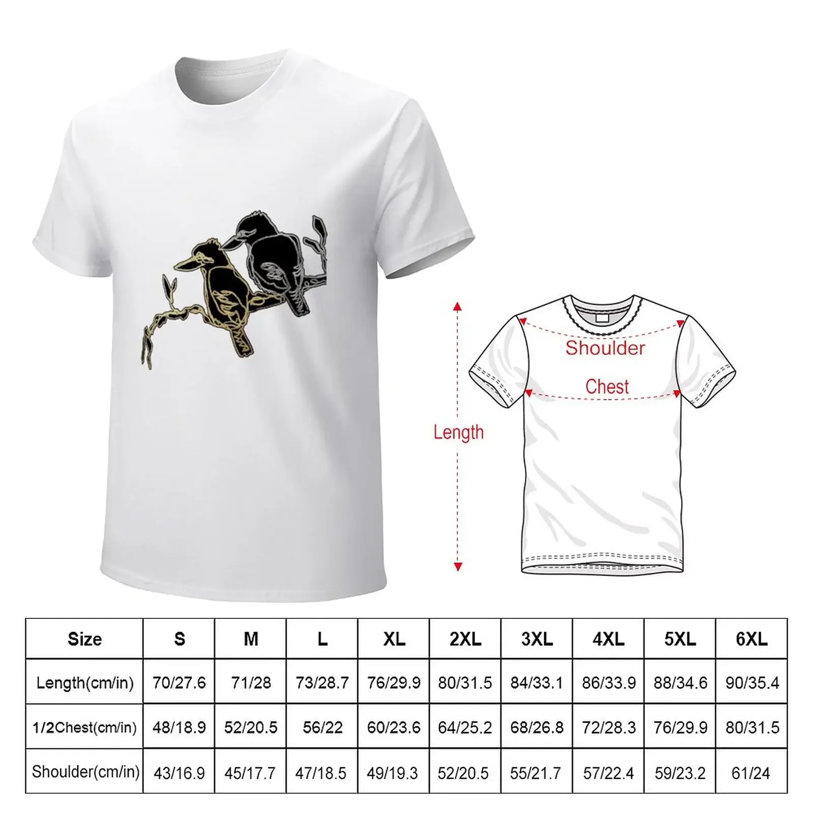 Kookaburras ambidextrous line drawing T-Shirt hippie clothes summer top customs men t shirt