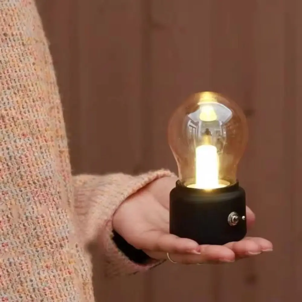 Simple Glass Lampshade Night Light Cordless Operation Eye Care Light Desk Lamp Decorative Bulb LED Atmosphere Lamp Bedside