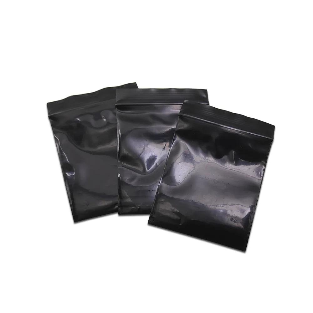 Zip Lock Reclosable Black Opaque Light Avoidance Package Plastic Bag PE Self Seal Storage Bags for Sundries Private Jewelry