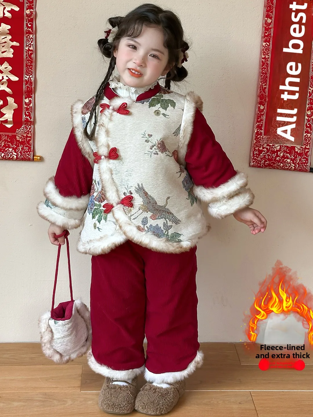 

Комплект костюма ханьфу для девочек, зимняя новогодняя одежда, детский костюм Тан, новогодняя одежда для маленьких девочек, осенне-зимняя одежда Sle eeting