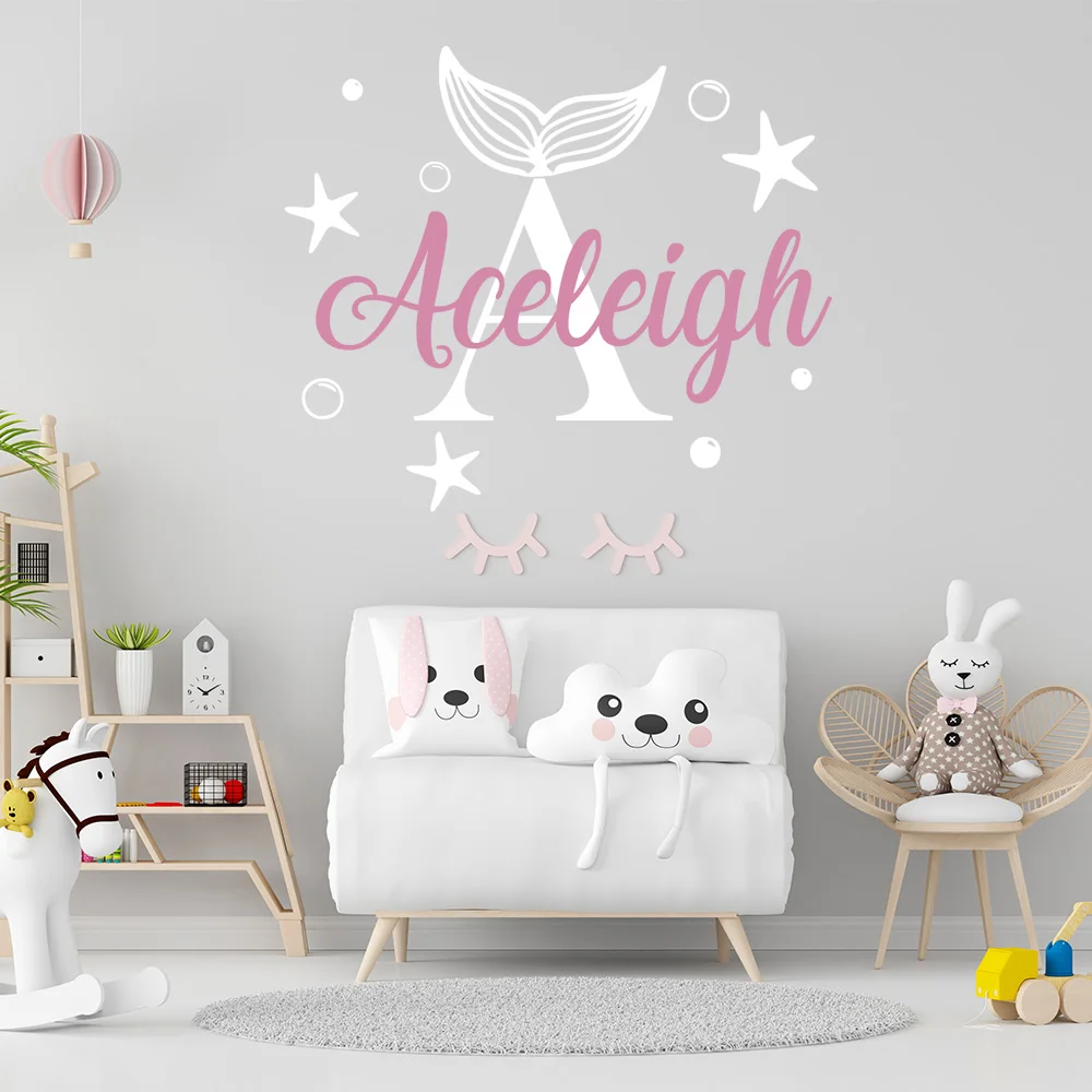 1 pc Uppercase A with tail customize name Wall Sticker Wall Decal Sticker Home Decor Living Room Bedroom Vinyl Decals