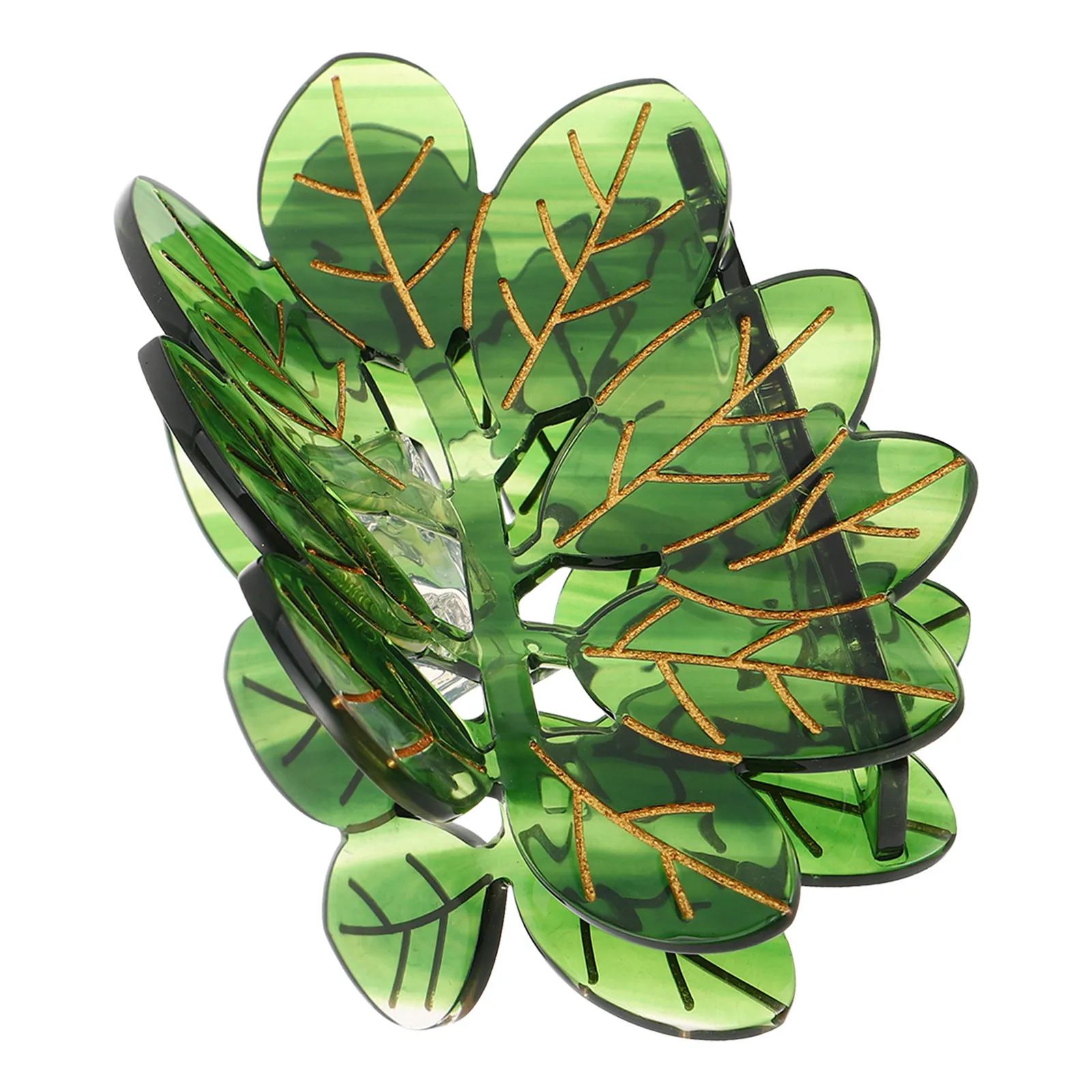 

Leaf Shaped Hair Claw Clip Women Girls Premium Acetate Deep Green Secure Hold Curved Design for Thick Hair Everyday Holiday