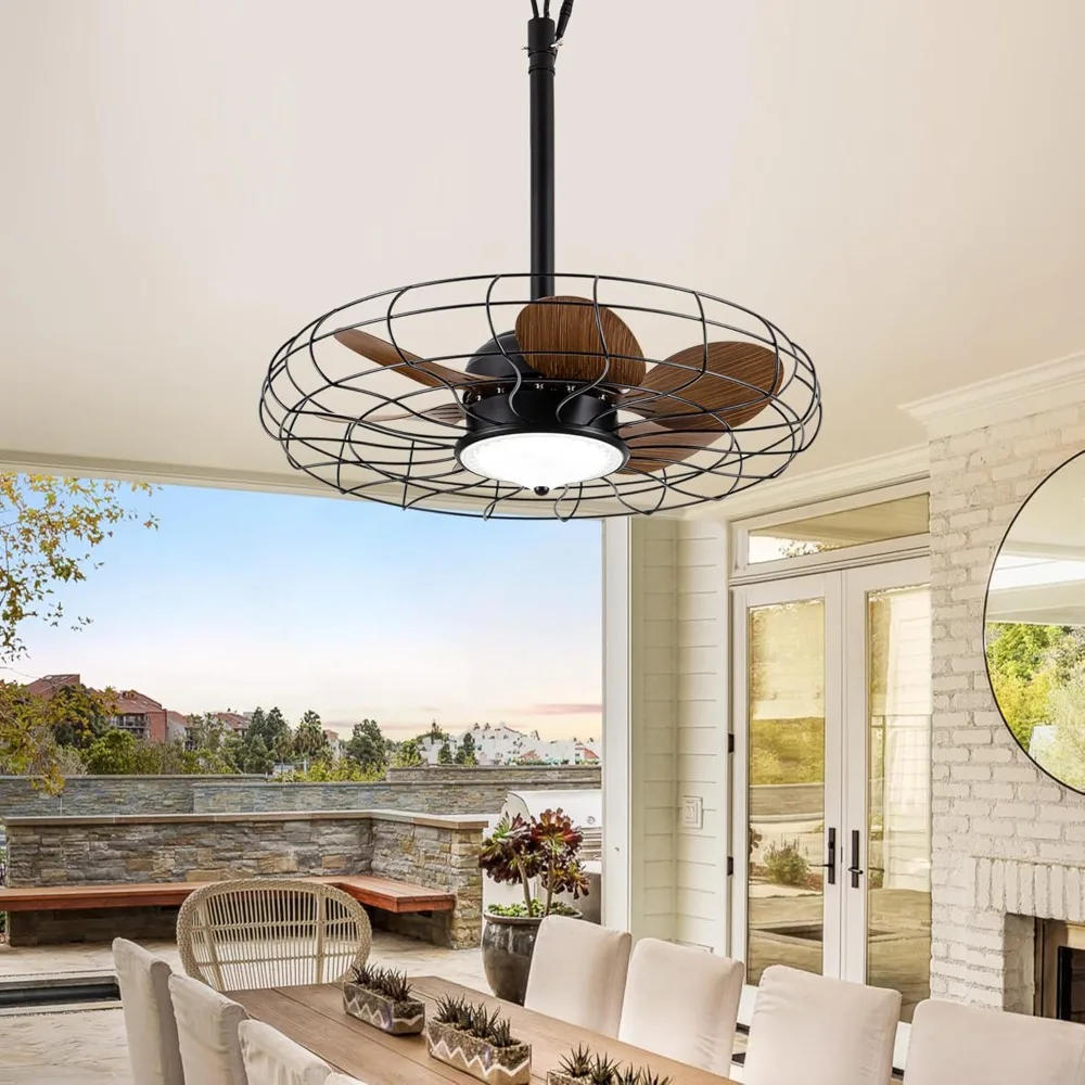 Outdoor Ceiling Fans with Light, Large 28 Inch Wet Rated IP65 Gazebo Fan for Patios and Pergola, Plug-In and Waterproof