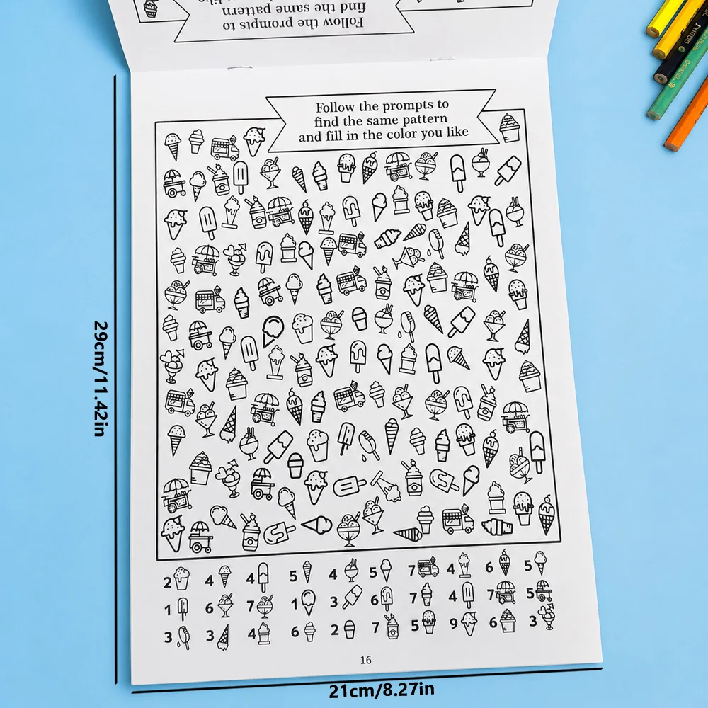 Find and Color Activity Book 32 Pages Animal Themed Look & Find Coloring Book Kids Hidden Object & Coloring Game Book