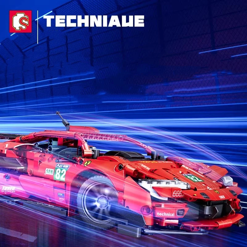 

Конструктор SEMBO Racing 1:14, модель спортивного автомобиля большого размера, фигурка блестящей лошади, крутая детская сборная игрушка